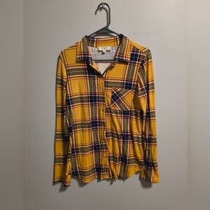 Yellow Plaid Button-Up Shirt
